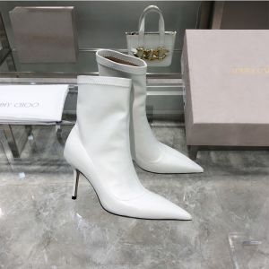 Jimmy Choo Beyla 85 Ankle Booties Women Calf Leather White