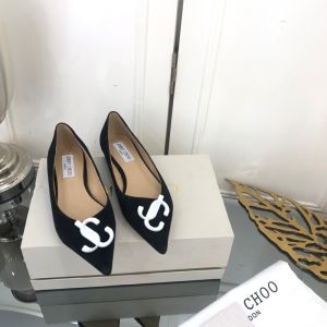 Jimmy Choo Love Flats Women Suede With JC Emblem Black