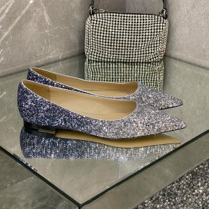 Jimmy Choo Love Flats Women Glitter Degrade Fabric Blue/Grey