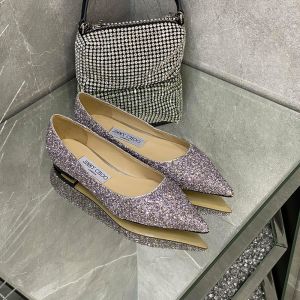 Jimmy Choo Love Flats Women Glitter Degrade Fabric Violet