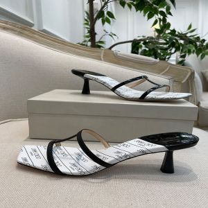 Jimmy Choo Maelie 60 Heeled Slides Women Patent Leather with Letter Printing White