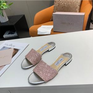 Jimmy Choo Minea Slides Women Glitter Fabric Pink