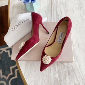 Jimmy Choo Romy Pumps Women Suede With Pearl Embellished Burgundy