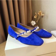 Jimmy Choo Ade Flats Women Suede With Pearl Embellishment Blue