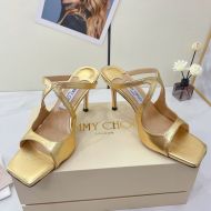 Jimmy Choo Anise 85 Heeled Slides Women Patent Leather Gold