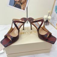 Jimmy Choo Anise 85 Heeled Slides Women Snake Leather Burgundy