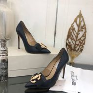 Jimmy Choo Ari 100 Pumps Women Leather With JC Logo And Grosgrain Bow Black