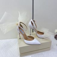 Jimmy Choo Averly 100 Pumps Women Calf Leather With Oversized Mesh Bows White