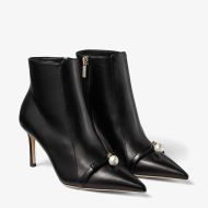 Jimmy Choo Felicitie 85 Ankle Booties Women Nappa Leather With Pearl Embellishment Black