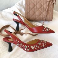 Jimmy Choo Fetto 65 Slingback Pumps Women Leather With Star Rivets Red