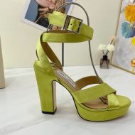 Jimmy Choo Gaia 115 Platform Sandals Women Satin Lemon