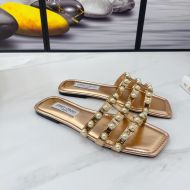 Jimmy Choo Hazal Slides Women Nappa With Pearl Studs Rose Gold