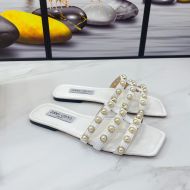 Jimmy Choo Hazal Slides Women Nappa With Pearl Studs White