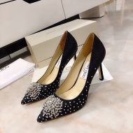 Jimmy Choo Joan 85 Pumps Women Glitter Fabric With Firework Crystal Black