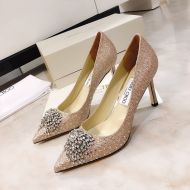 Jimmy Choo Joan 85 Pumps Women Glitter Fabric With Firework Crystal Rose Gold