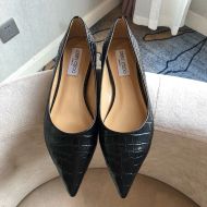 Jimmy Choo Love Flats Women Crocodile Embossed Leather Black