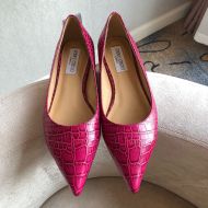 Jimmy Choo Love Flats Women Crocodile Embossed Leather Rose