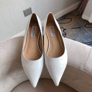 Jimmy Choo Love Flats Women Crocodile Embossed Leather White