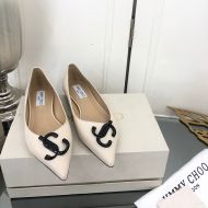 Jimmy Choo Love Flats Women Leather With JC Emblem Beige