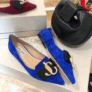 Jimmy Choo Love Flats Women Suede With JC Emblem Blue