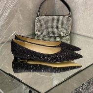 Jimmy Choo Love Flats Women Glitter Degrade Fabric Black