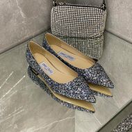 Jimmy Choo Love Flats Women Glitter Degrade Fabric Grey/Blue