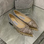 Jimmy Choo Love Flats Women Glitter Degrade Fabric Silver/Gold