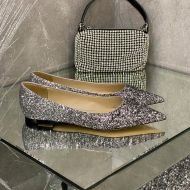 Jimmy Choo Love Flats Women Glitter Degrade Fabric Silver/Grey