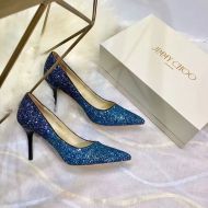 Jimmy Choo Love Pumps Women Glitter Degrade Fabric Blue