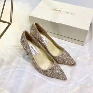 Jimmy Choo Love Pumps Women Glitter Degrade Fabric Gold