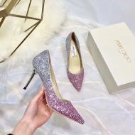 Jimmy Choo Love Pumps Women Glitter Degrade Fabric Pink/Silver