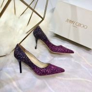 Jimmy Choo Love Pumps Women Glitter Degrade Fabric Purple/Black