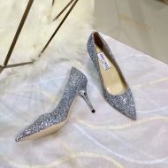 Jimmy Choo Love Pumps Women Glitter Degrade Fabric Silver