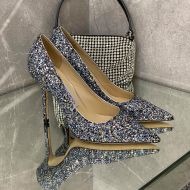 Jimmy Choo Love Pumps Women Glitter Degrade Fabric Grey/Blue