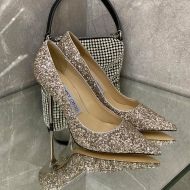 Jimmy Choo Love Pumps Women Glitter Degrade Fabric Taupe