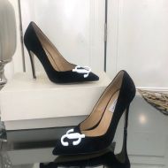 Jimmy Choo Love 100 Pumps Women Suede With White JC Emblem Black