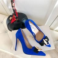 Jimmy Choo Love 100 Pumps Women Suede With JC Emblem Blue