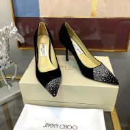 Jimmy Choo Love 85 Pumps Women Suede With Asymmetric Sprinkled Crystals Black