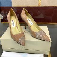 Jimmy Choo Love 85 Pumps Women Suede With Asymmetric Sprinkled Crystals Pink