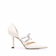 Jimmy Choo Luis 85 Pumps Women Nappa Leather With Crystal Embellishment White