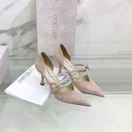 Jimmy Choo Luis 85 Pumps Women Suede With Crystal Embellishment Khaki