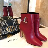 Jimmy Choo Mahesa 100 Ankle Booties Women Calf Leather With JC Emblem Red