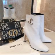 Jimmy Choo Mahesa 100 Ankle Booties Women Calf Leather With JC Emblem White