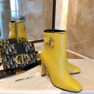 Jimmy Choo Mahesa 100 Ankle Booties Women Calf Leather With JC Emblem Yellow