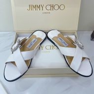 Jimmy Choo Marle Slides Women Sheep Leather With Crystals Buckle White