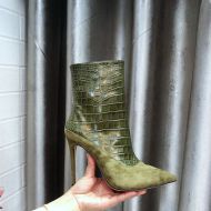 Jimmy Choo Mavie 105 Booties Women Suede And Crocodile Embossed Leather Green