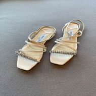 Jimmy Choo Meira Sandals Women Nappa Leather With Leaf Crystal Embellishment White