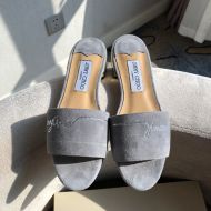 Jimmy Choo Minea Slides Women Suede With Crystals Embellished Grey