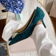 Jimmy Choo Romy Pumps Women Suede With Pearl Embellished Green