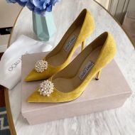 Jimmy Choo Romy Pumps Women Suede With Pearl Embellished Yellow